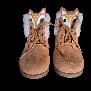 Fabkids Sherpa Lined  Brown Boots W/ Fox On Boots Size 8 Kids